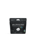 A package of Bottle right gear cleaning tablets on a clean white background. The black resealable pouch shows white text stating made with plant & mineral-based ingredients and a photo of a single white tablet. Ships locally.