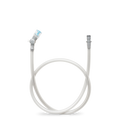 A HydraPak clear HydraFlex™ Tube with a clear and blue spray nozzle on one end and a silver metal connector on the other, shown on a white background. Ships locally.