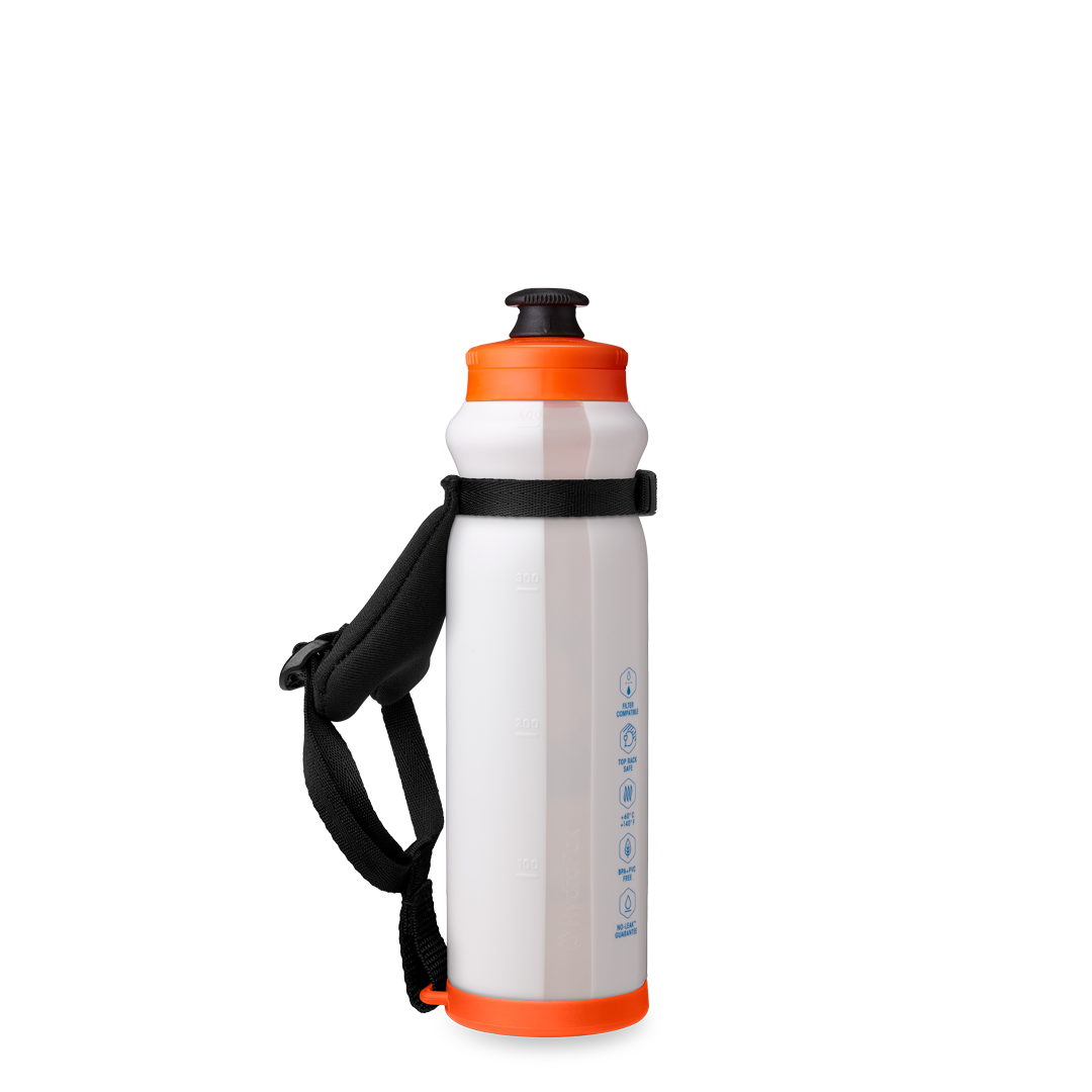 Back view of Tempo Pro 400ml with handle off to the left. Colour: White 
