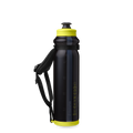 Back view of the HydraPak Tempo Pro 525ml with the handle off to the left. Colour: Black 