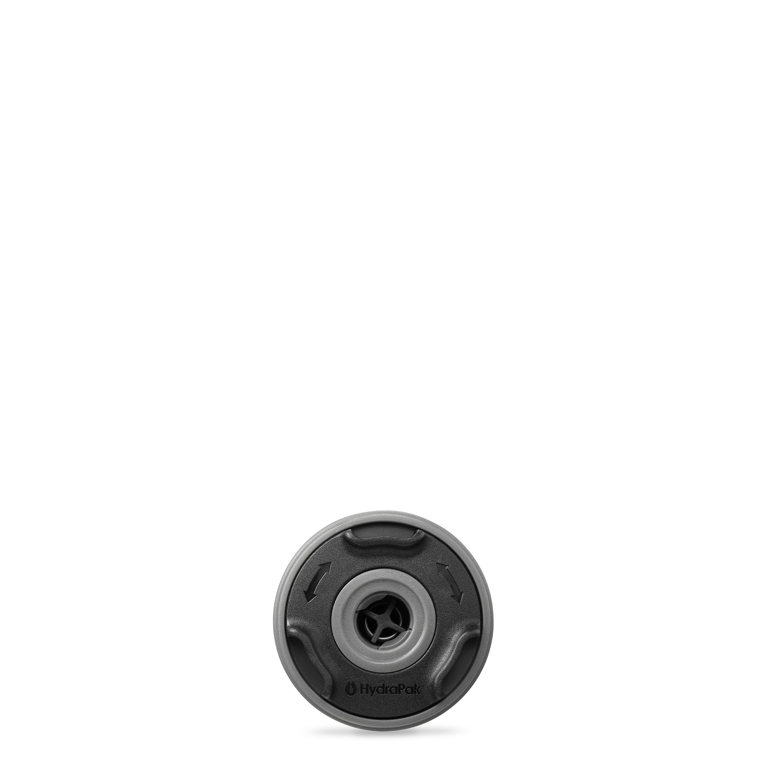 Front view of single HydraPak 42mm Plug-n-Play cap. Colour: Grey. 