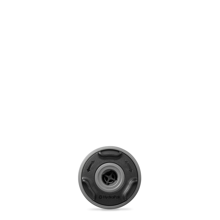 Front view of single HydraPak 42mm Plug-n-Play cap. Colour: Grey. 