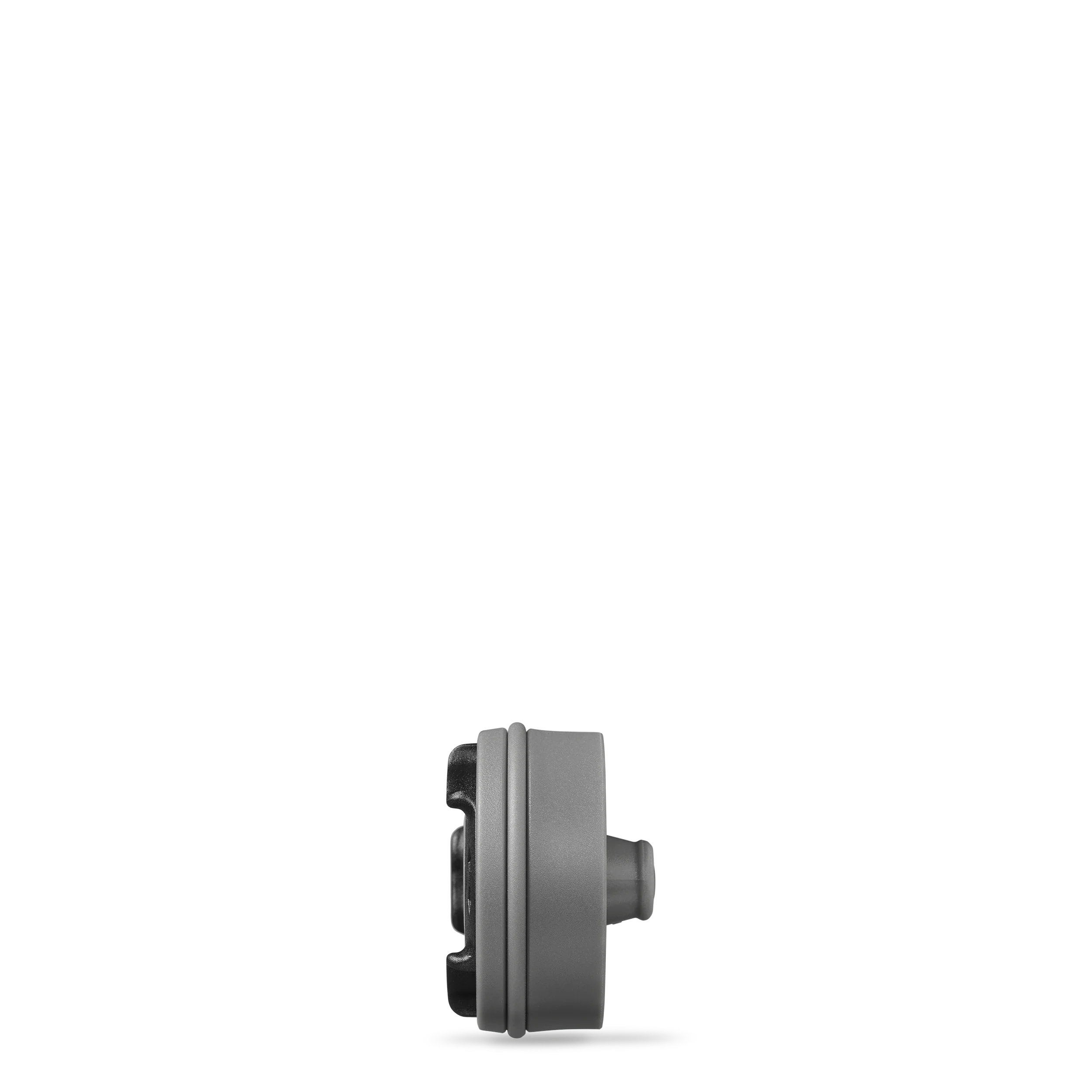 Side on view of single HydraPak 42mm Plug-n-Play cap. Colour: Grey. 